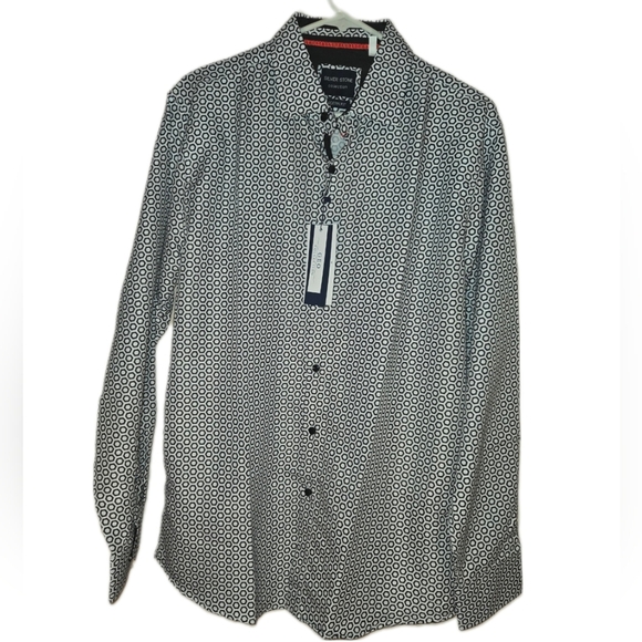 Silver Stone Geometric XL Button Up LUXURY Shirt - Picture 1 of 12